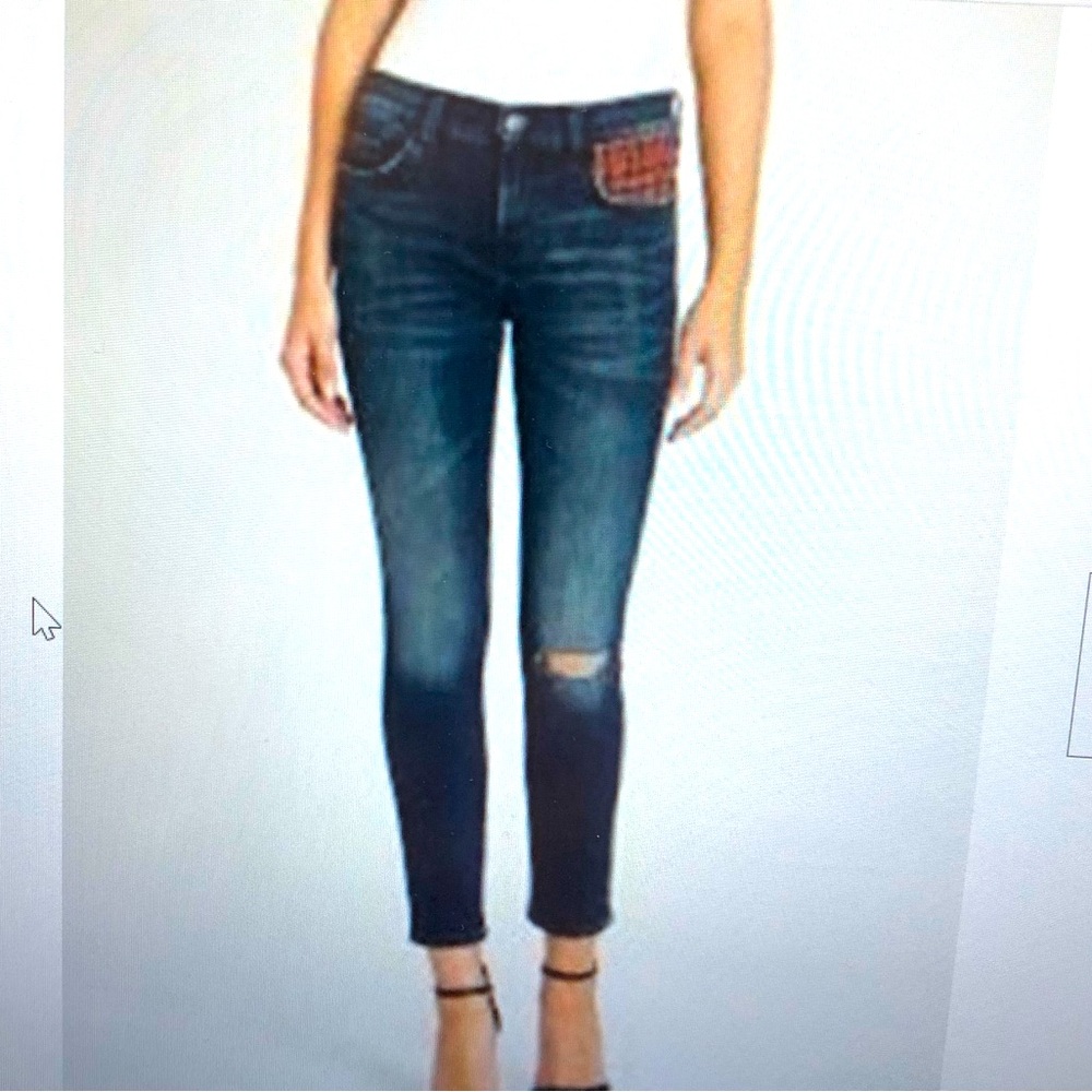 CURRENT/ELLIOTT WOMEN THE STILETTO SKINNY JEANS ERWIN RED TARTAN  SIZE 28